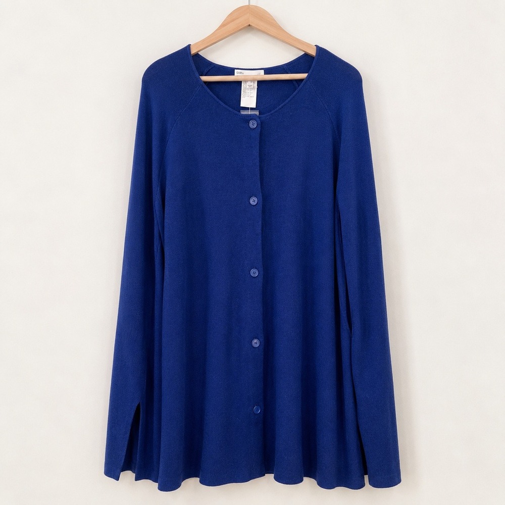 NWT Girl With Curves Dark Academia Cape Sweater Women XL/1X Blue Quiet Luxury - Picture 1 of 9